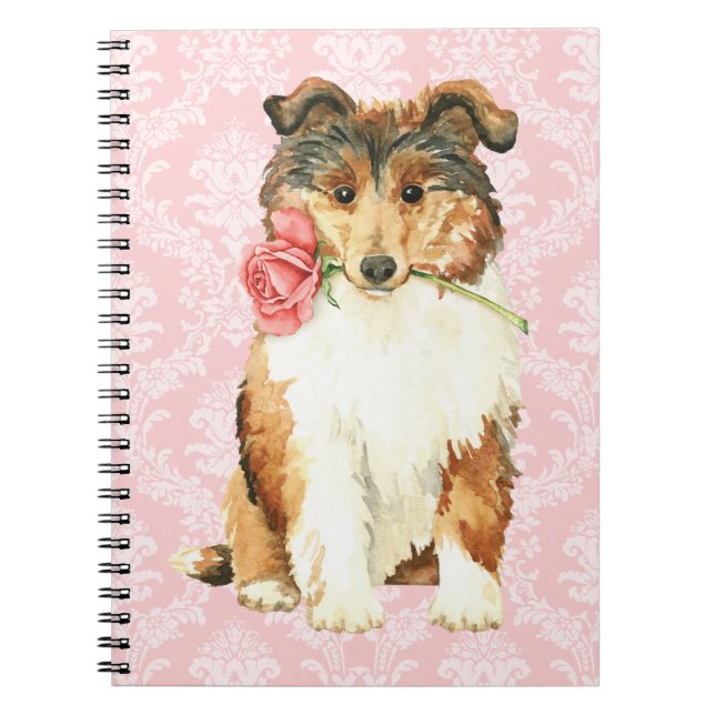 Valentine Rose Collie Notebook (Front)