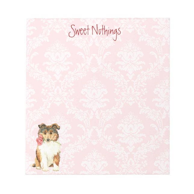 Valentine Rose Collie Notepad (Front)