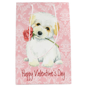 Valentine Rose Coton de Tulear Medium Gift Bag