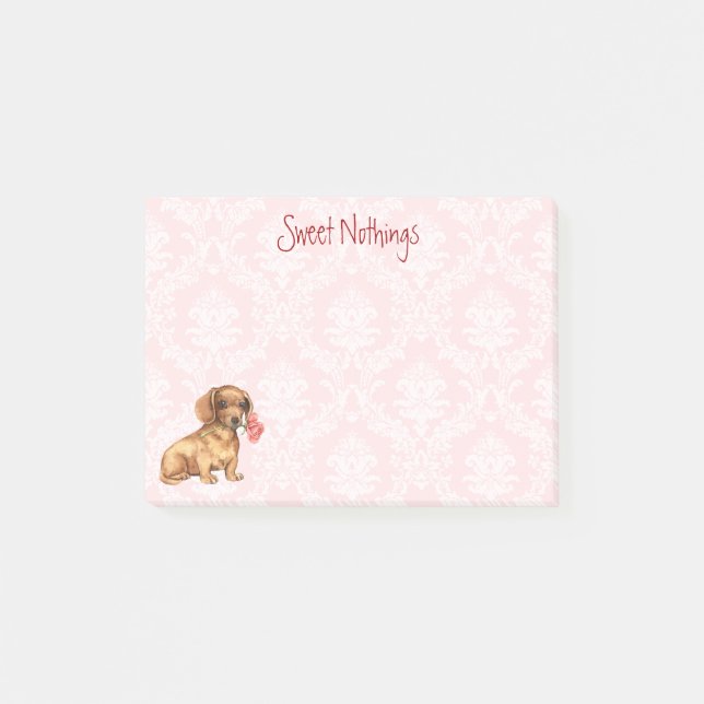 Valentine Rose Dachshund Post-it Notes (Front)