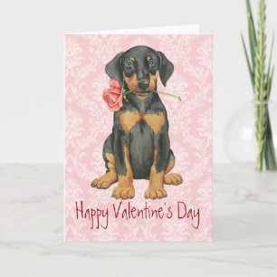 Valentine Rose Doberman Holiday Card