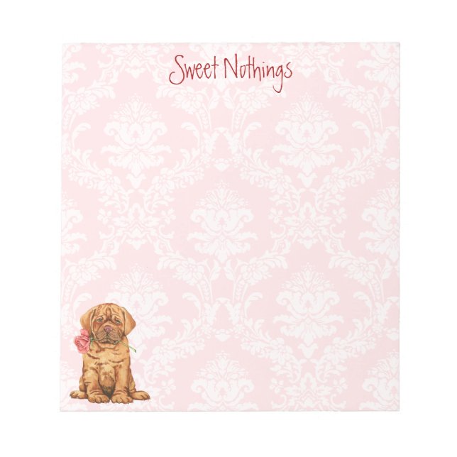 Valentine Rose Dogue de Bordeaux Notepad (Front)