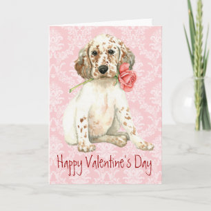 Valentine Rose English Setter Holiday Card