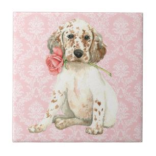 Valentine Rose English Setter Tile