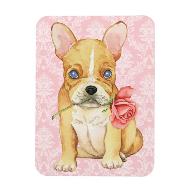 Valentine Rose Frenchie Magnet (Vertical)