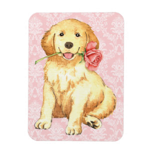 Valentine Rose Golden Retriever Magnet