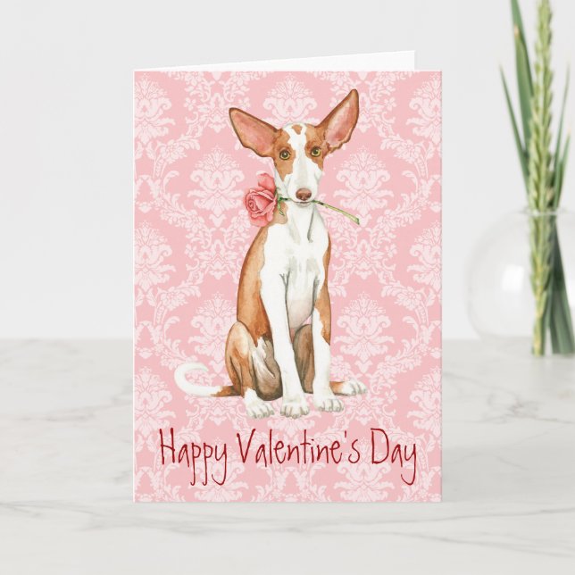 Valentine Rose Ibizan Hound Holiday Card (Front)