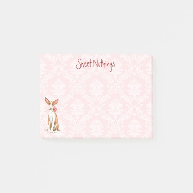 Valentine Rose Ibizan Hound Post-it Notes (Front)