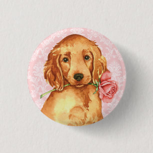 Valentine Rose Irish Setter 1 Inch Round Button