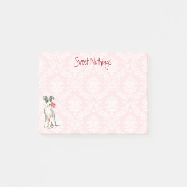 Valentine Rose Italian Greyhound Post-it Notes (Front)