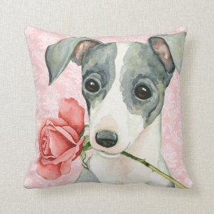 Valentine Rose Italian Greyhound Throw Pillow