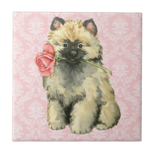 Valentine Rose Keeshond Tile