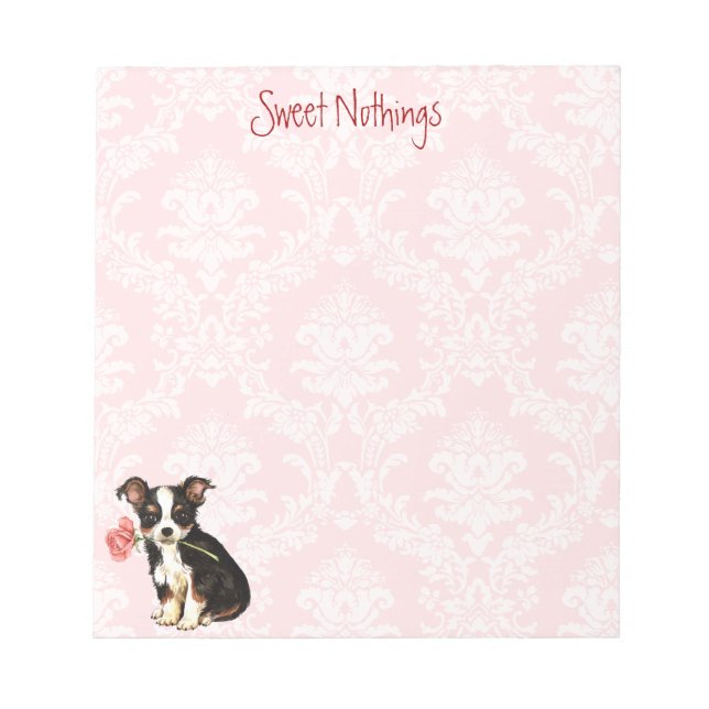 Valentine Rose Long Coat Chihuahua Notepad (Front)