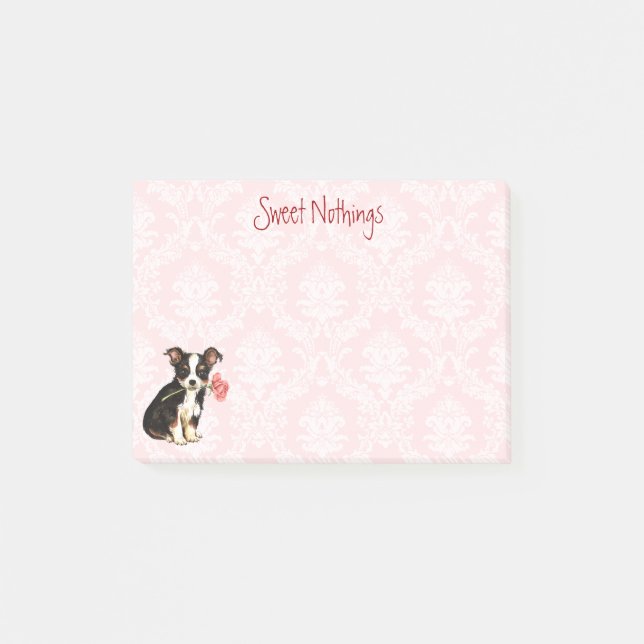 Valentine Rose Long Coat Chihuahua Post-it Notes (Front)