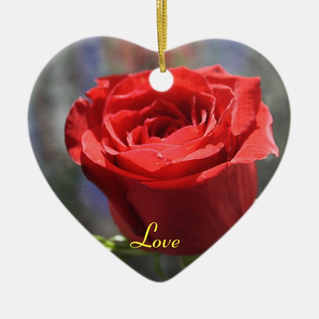 Valentine Rose Magnet Ceramic Ornament (Front)