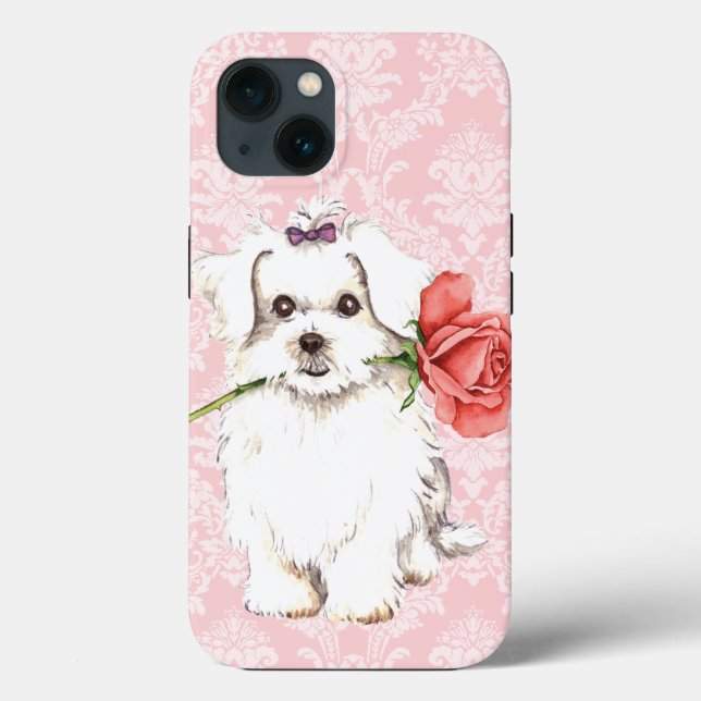 Valentine Rose Maltese Case-Mate iPhone Case (Back)