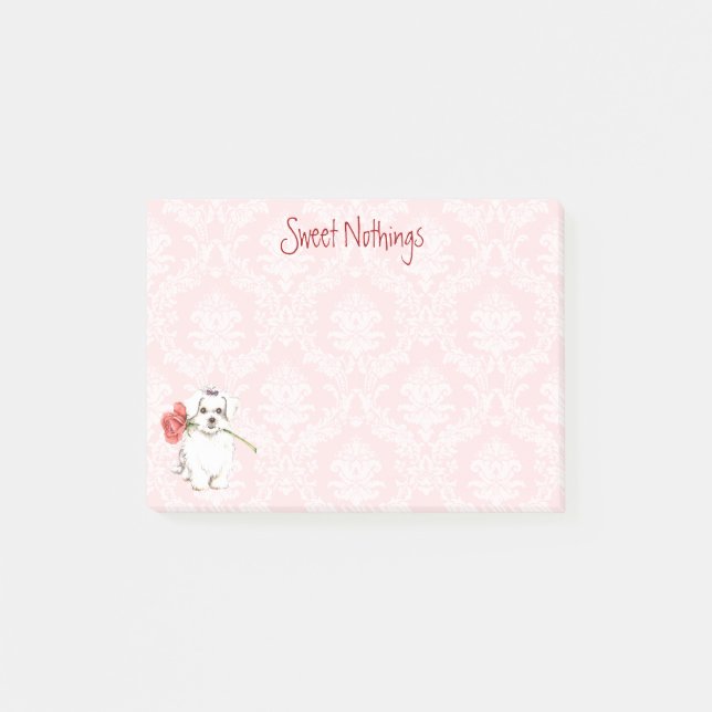 Valentine Rose Maltese Post-it Notes (Front)