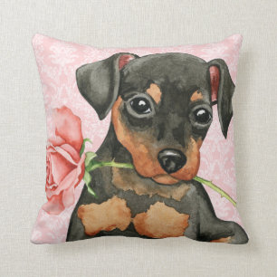 Valentine Rose Min Pin Throw Pillow