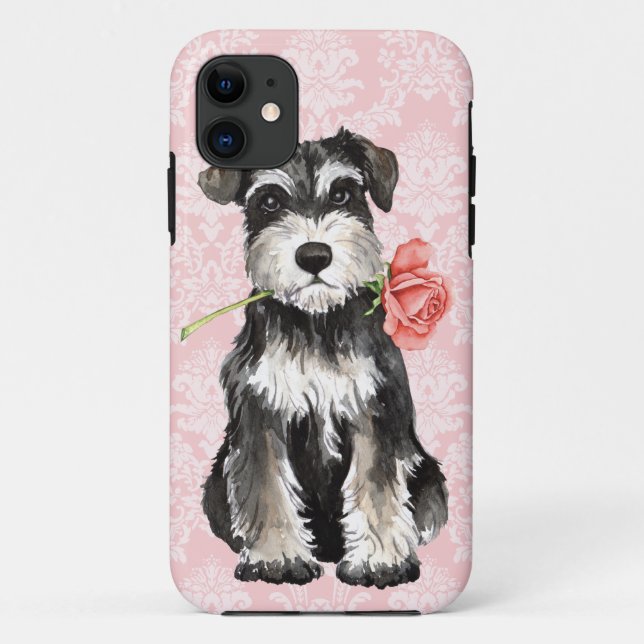 Valentine Rose Mini Schnauzer Case-Mate iPhone Case (Back)