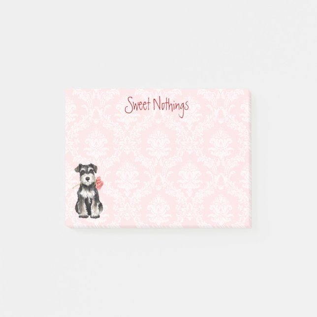 Valentine Rose Mini Schnauzer Post-it Notes (Front)