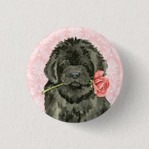 Valentine Rose Newfoundland 1 Inch Round Button