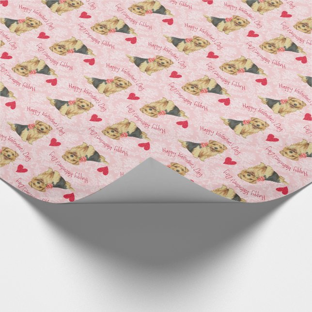 Valentine Rose Norfolk Terrier Wrapping Paper (Corner)