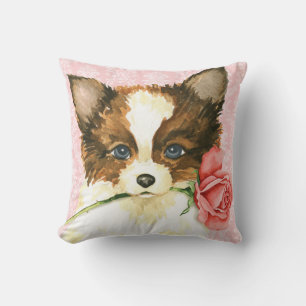 Valentine Rose Papillon Throw Pillow