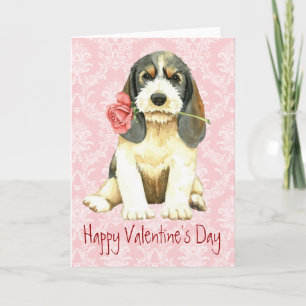 Valentine Rose Petit Basset Griffon Vendeen Holiday Card