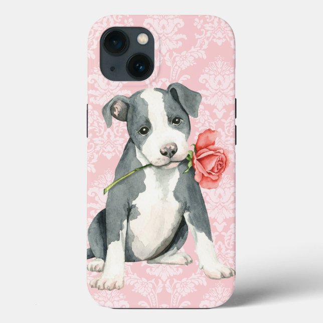 Valentine Rose Pit Bull Case-Mate iPhone Case (Back)