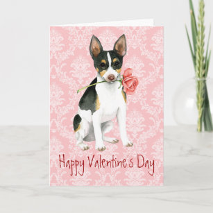 Valentine Rose Rat Terrier Holiday Card