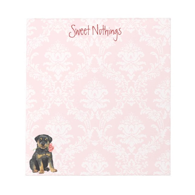 Valentine Rose Rottweiler Notepad (Front)