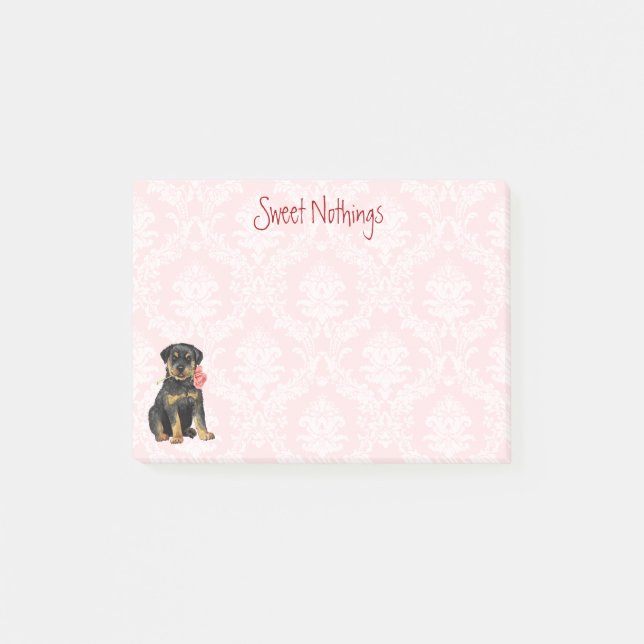 Valentine Rose Rotweiler Post-it Notes (Front)
