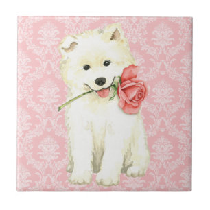 Valentine Rose Samoyed Tile