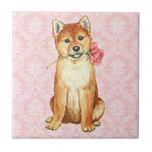 Valentine Rose Shiba Inu Tile