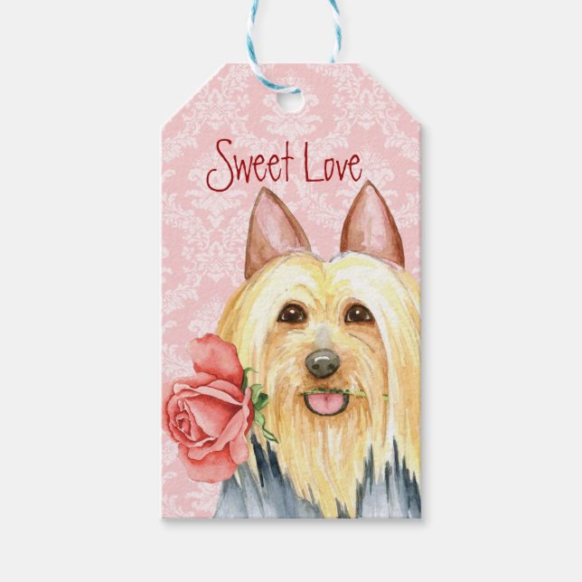 Valentine Rose Silky Terrier Gift Tags (Front)