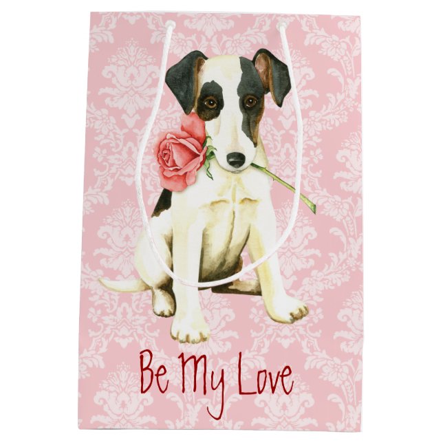 Valentine Rose Smooth Fox Terrier Medium Gift Bag (Back)
