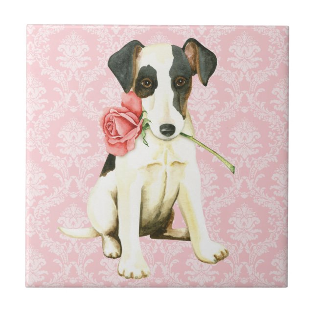 Valentine Rose Smooth Fox Terrier Tile (Front)