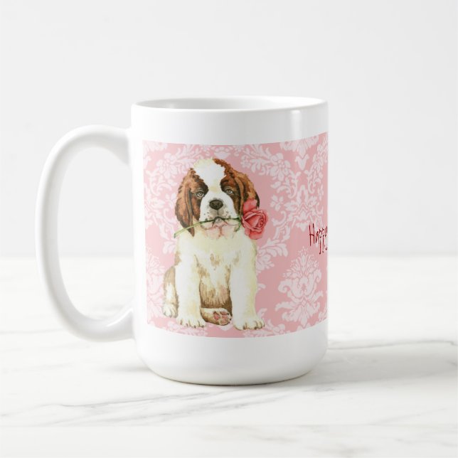 Valentine Rose St. Bernard Coffee Mug (Left)