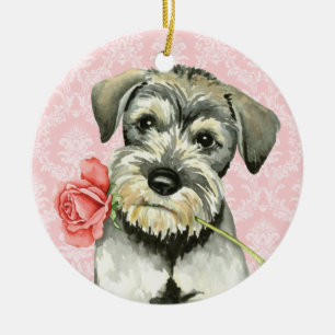 Valentine Rose Standard Schnauzer Ceramic Ornament