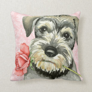 Valentine Rose Standard Schnauzer Throw Pillow