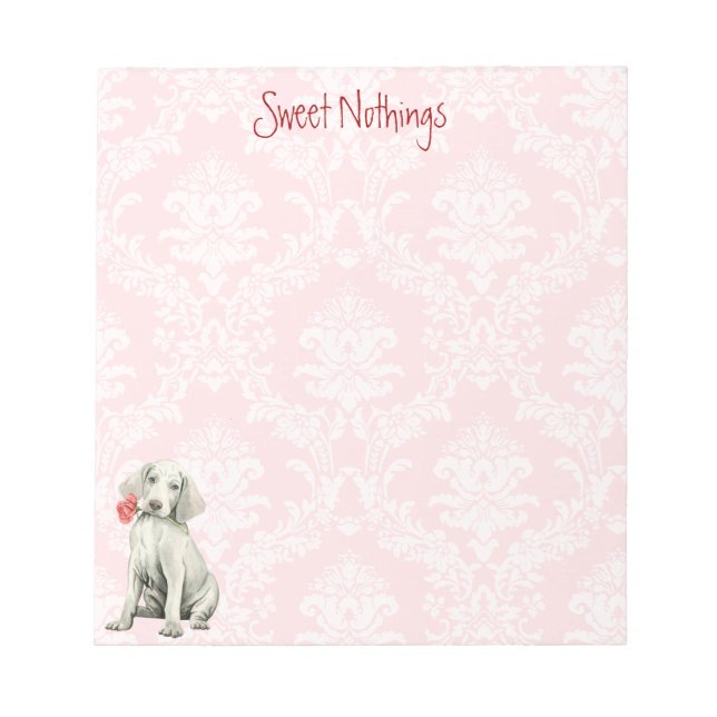 Valentine Rose Weimaraner Notepad (Front)
