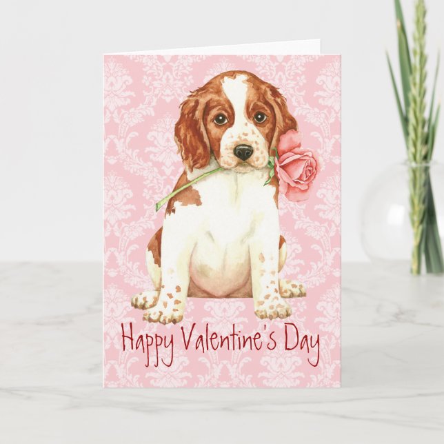 Valentine Rose Welshie Holiday Card (Front)