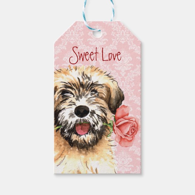 Valentine Rose Wheaten Gift Tags (Front)
