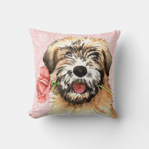 Valentine Rose Wheaten Throw Pillow