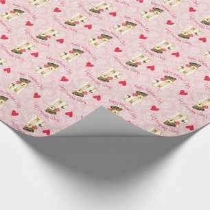 Valentine Rose Wire Fox Terrier Wrapping Paper