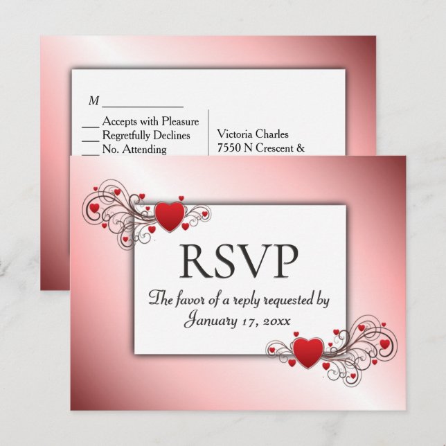 Valentine RSVP with Diner Choices  Invitation Postcard (Front/Back)