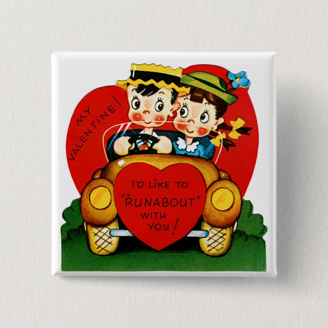 Valentine Runabout 2 Inch Square Button (Front)