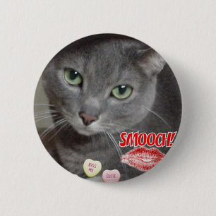 Valentine Russian Blue Cat 2 Inch Round Button