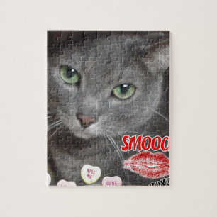 Valentine Russian Blue Cat Jigsaw Puzzle
