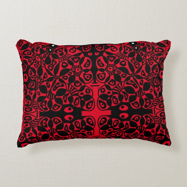 Valentine’s Cells Similar Differ Black Red Accent Pillow (Front)